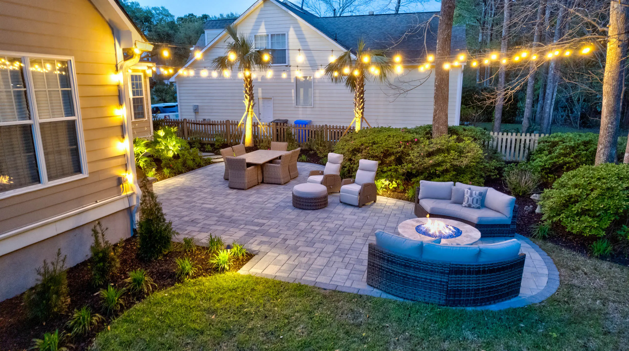 Full backyard design and build with lighting